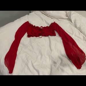 Red pirate crop costume top